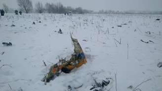 Destroços da aeronave foram achados em um campo coberto de neve no sudeste de Moscou