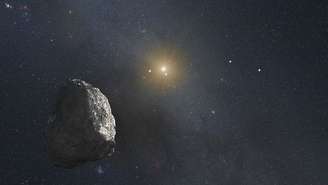 Concepção artística de um asteroide no cinturão de Kuiper, no limite do nosso Sistema Solar