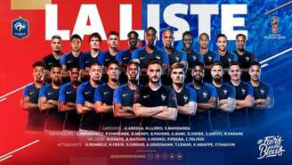 França divulga lista de convocados para a Copa do Mundo (Foto: Reprodução / Twitter)