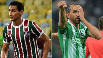 Ganso e Barcos são as estrelas do jogo (Foto: Mailson Santana/Fluminense FC; Divulgação/Atlético Nacional)