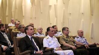 Bolsonaro em reunião com ministro da Defesa e comandantes militares 