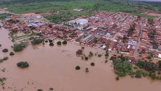 Vista aérea de Coronel João Sá, uma das cidades afetadas por queda de barragem