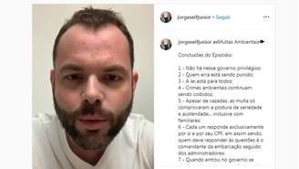 Secretário da Pesca, Jorge Seif Júnior, no vídeo publicado em suas redes sociais