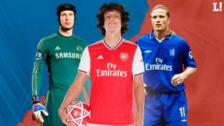 David Luiz, Cech e Petit integram grupo que atuou por Arsenal e Chelsea (Arte: Marcelo Moraes/Lance!)
