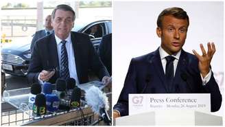 Os presidentes do Brasil, Jair Bolsonaro, e da França, Emmanuel Macron