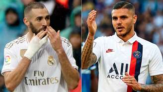 Benzema e Icardi serão os camisas 9 de Real Madrid e PSG nesta quarta-feira (Foto: AFP)