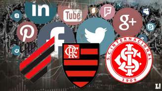 Athletico, Flamengo e Internacional foram os clubes que mais cresceram nas redes sociais (Arte:Lance!)