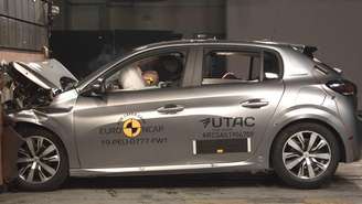 Teste do impacto do Euro NCAP no Peugeot 208.