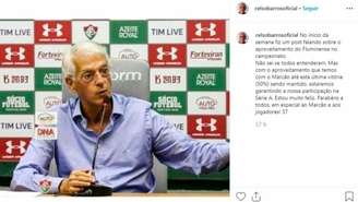 Celso Barros não polemizou e fez questão de parabenizar Marcão pela vitória (Foto: Reprodução Instagram)