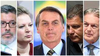 Jair Bolsonaro e seus ex-aliados; deputado Alexandre Frota (PSDB-SP), a deputada Joice Hasselmann (PSL-SP), o ex-ministro Gustavo Bebianno e o deputado Luciano Bivar (PSL-PE)
