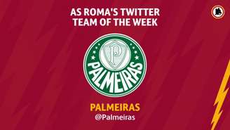 Roma homenageou o Palmeiras pela carta de apoio à Itália em meio às mortes por coronavírus (Reprodução/Twitter)