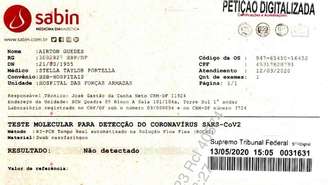 Testes foram feitos com codinomes Airton Guedes e Rafael Augusto, mas CPF, RG e documentos informados nos papéis são do presidente; exames deram negativo