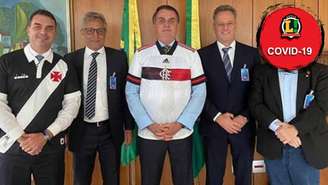 Bolsonaro recebeu os presidentes Alexandre Campello (Vasco) e Rodolfo Landim (Fla) (Foto: Reprodução/Instagram)