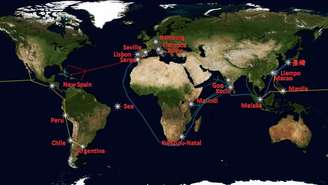 Mapa traça as rotas comerciais por onde os portugueses transportavam os escravos