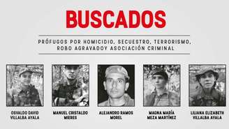 Cartaz do governo do Paraguai mostrando as pessoas procuradas pelo sequestro do ex-vice-presidente
