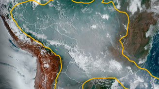 Fumaça na América do Sul em imagem de Satélite no dia 14 de setembro de 2019