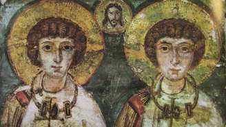 Imagem dos santos Sérgio e Baco, datada do século 7