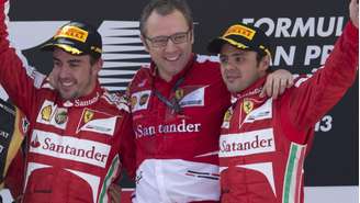 Domenicali no pódio com Alonso e Massa: último título da Ferrari foi com ele, em 2008