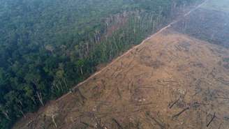 Trecho da floresta amazônica derrubada por fazendeiros e madeireiros em Apui (AM). Imagem feita por drone em agosto.
REUTERS/Ueslei Marcelino