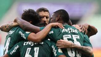 Comemoração do Palmeiras na partida contra o Athletico-PR