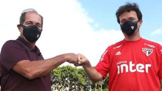 Muricy Ramalho cumprimenta Fernando Diniz em primeiro dia como novo coordenador de futebol do São Paulo