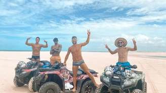 Diego, Éverton Ribeiro e Vitinho estão curtindo as férias no Ceará (Foto: Reprodução/Instagram)