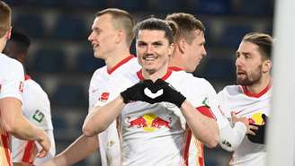 Sabitzer fez seu sexto gol na Bundesliga e garantiu a vitória do RB Leipzig. Foto: AFP