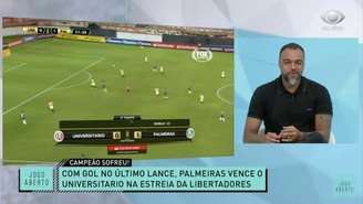 Durante o 'Jogo Aberto' desta quinta-feira, Denílson falou sobre a vitória do Palmeiras sobre o Universitario (PER) na Libertadores (Reprodução / Band)