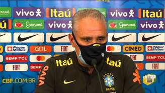 Tite em entrevista coletiva antes do duelo contra a Venezuela (Foto: Reprodução / CBF TV)