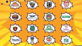 Brasões das 16 equipes que vão disputar o Brasileirão Feminino de Basquete