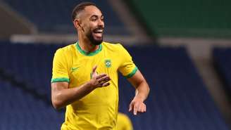 Matheus Cunha comemora gol do Brasil
 31/7/2021    REUTERS/Molly Darlington