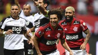 Willian Arão marcou o 4º gol da vitória por 5 a 1 do Flamengo sobre o Olimpia (Foto: EVARISTO SA / POOL / AFP)