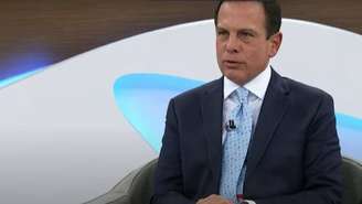 O governador João Doria durante programa Roda Viva, da TV Cultura