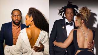 Taís e Lázaro foram comparados com Beyoncé e Jay-Z após a foto original bombar na web.