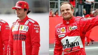 Carlos Sainz disse que deseja ser protagonista na Ferrari e lembrou de Schumacher e Rubinho (Foto: Montagem LANCE!)