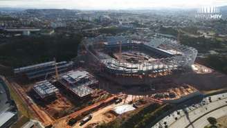 O Estádio do Galo, que tem previsão de entrega para 2022, vai povoar a cidade com árvores-(DIVULGAÇÃO/ARENA MRV)