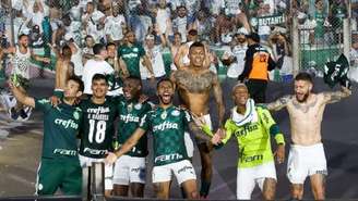 Jogadores do Palmeiras foram até a arquibancada para curtir com a torcida (Foto: Cesar Greco/Palmeiras)