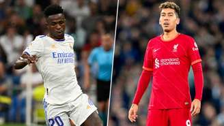 Vini Jr é um dos destaques do Real Madrid, enquanto Firmino tem sido preterido por Klopp no Liverpool(Fotos: PIERRE-PHILIPPE MARCOU / AFP; Arquivo Pessoal)