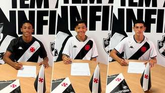Na ordem: Lucas Melim, Andrey e Renan, agora de contrato estendido com o Vasco (Divulgação/Vasco)