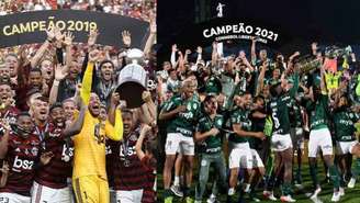 Flamengo e Palmeiras podem fazer final da Copa Libertadores (Montagem: Lance!
Foto: Flamengo/Palmeiras)