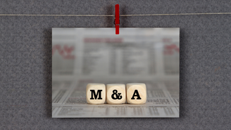 Ilustração com cartão e as letras M e A (M&A)