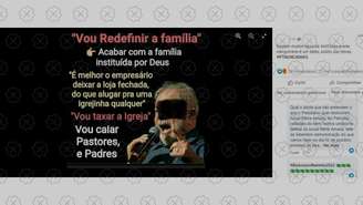 Imagem é compartilhada com frases falsas atribuídas a Lula sobre família e igrejas