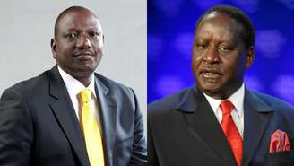 Imagem dos candidatos que disputaram a presidência no Quênia: William Ruto e Raila Odinga.