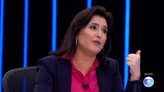 Simone Tebet (MDB), candidata à Presidência, em entrevista ao JN nesta sexta-feira, 26