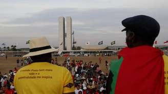 Imagem de uma manifestação quilombola em Brasília.