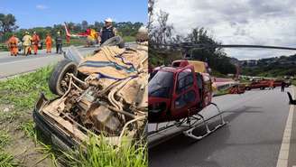 Carro fica esmagado após acidente com carreta em rodovia