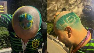 ‘Calvo do hexa’: torcedor do Brasil adota corte de cabelo exótico e faz promessa por título