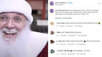 Perfil de shopping de Santa Catarina recebe mensagens de boicote após publicação de vídeo com Papai Noel