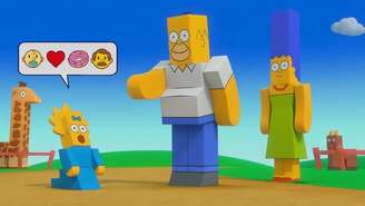 Homer, Marge e Maggie em versão 'Roblox'