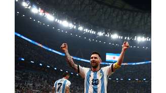 Lionel Messi celebra gol contra a Croácia na Copa 2022